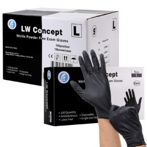 LWC Black 5 mil Nitrile Exam Gloves