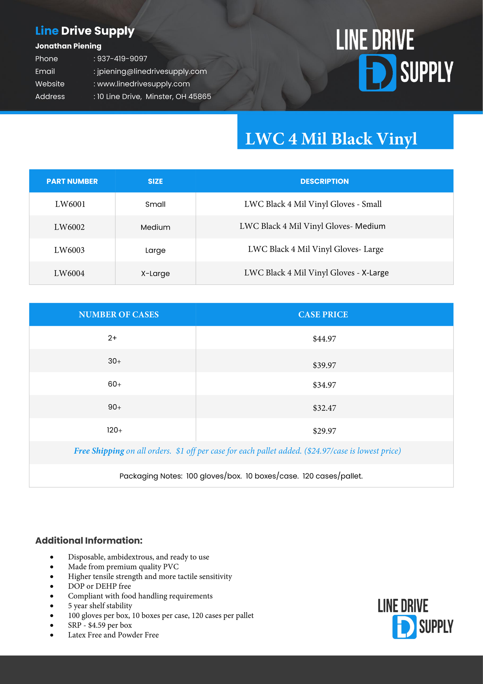 LWC Black Vinyl Gloves - Image 3