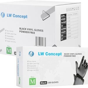 LWC Black Vinyl Gloves
