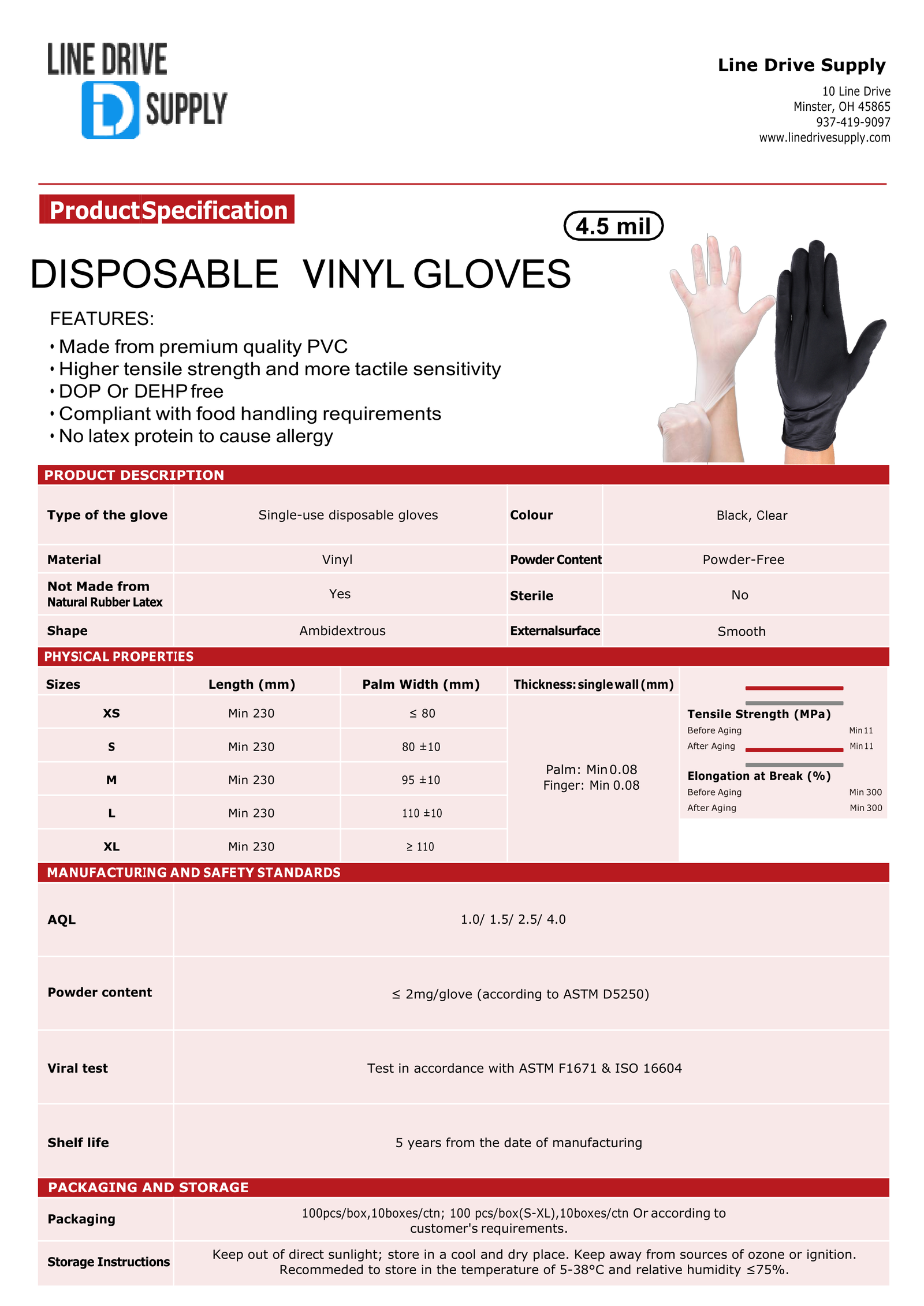 LWC Black Vinyl Gloves - Image 2